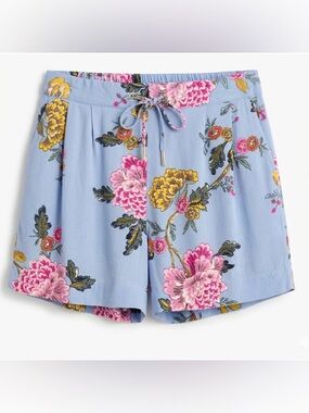 Joules Yacht Crepe Vibrant Blue Pink Yellow Floral Shorts Size 8